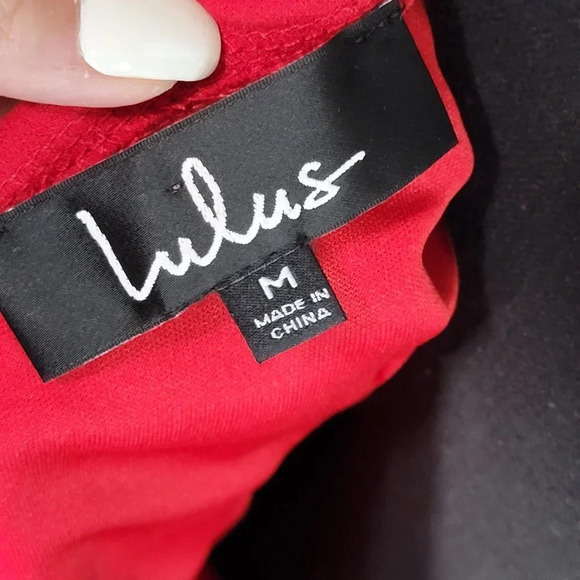 LULUS Dress Womens Medium Baby Be Mine Red Off Shoulder Bodycon Mini Cocktail - Picture 10 of 14